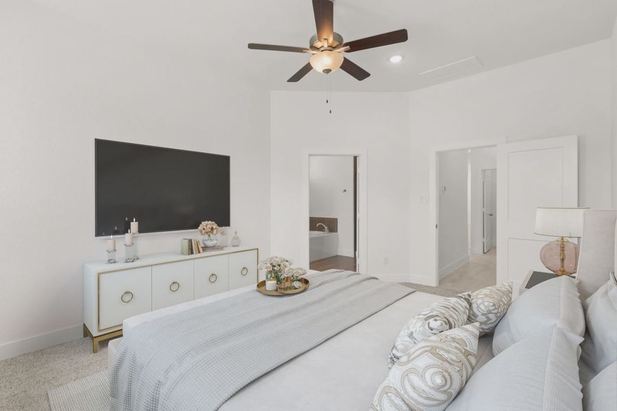 Representative furnished interior of a home built from the Margaux by Chesmar Homes in Meridiana Chateau, Manvel (Image 9).