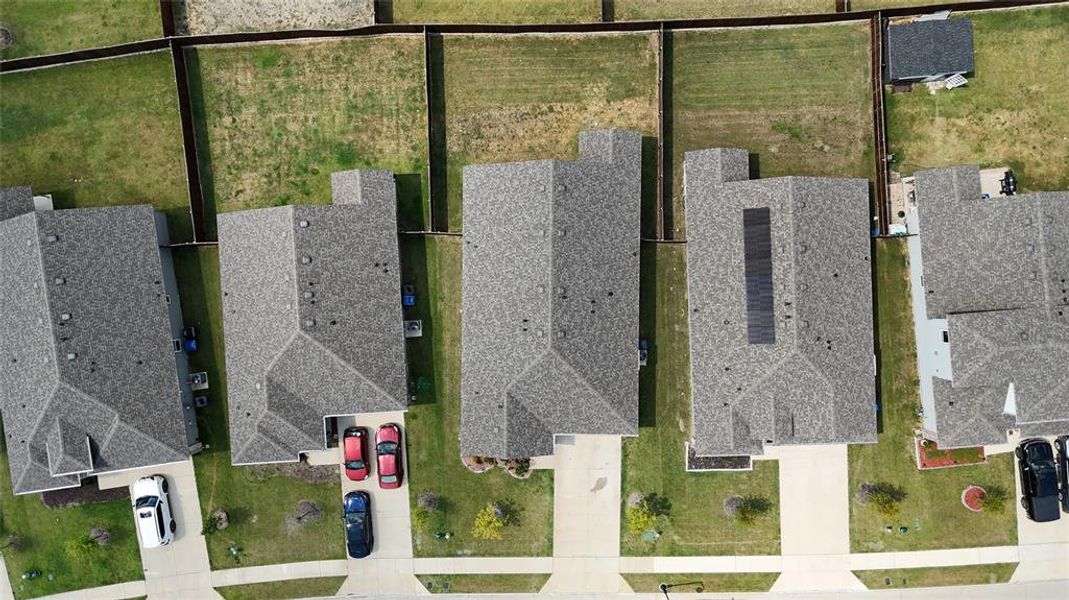 Aerial perspective of suburban area