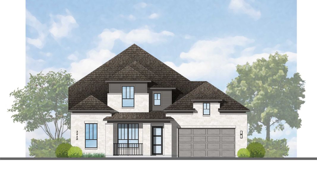 Representative rendering of the exterior for the Telford Plan by Highland Homes (Image 5).