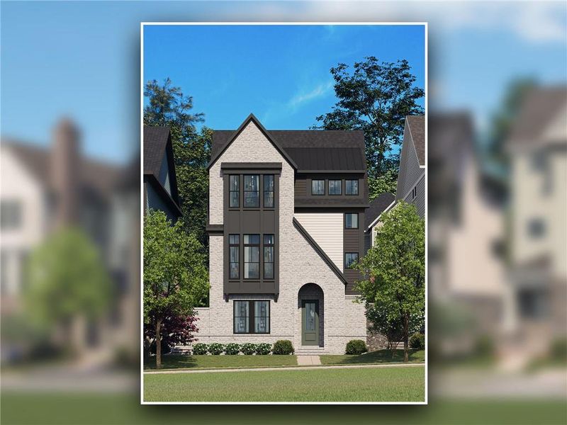 Front exterior of a new home in Park Walke, Alpharetta, GA, highlighting curb appeal (Image 19).
