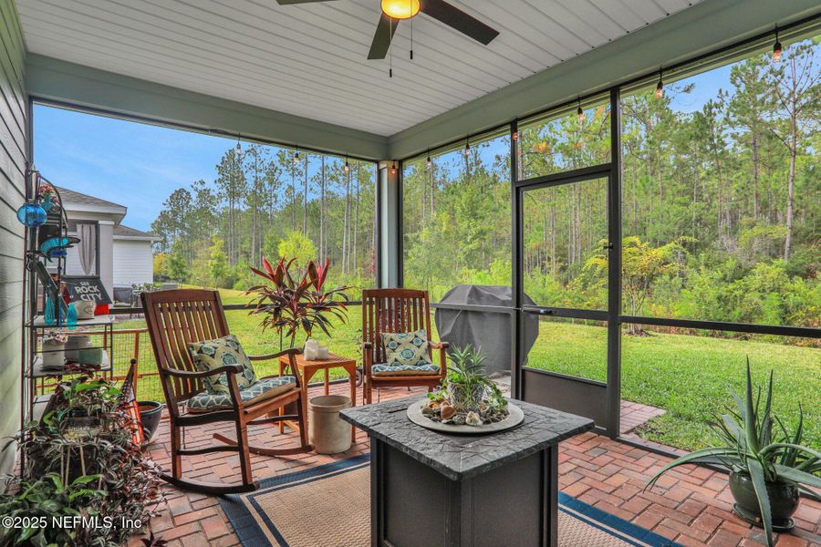 Exterior details and patio area of a home in Tributary: Lakeview at Tributary 50's, Yulee (Image 19).