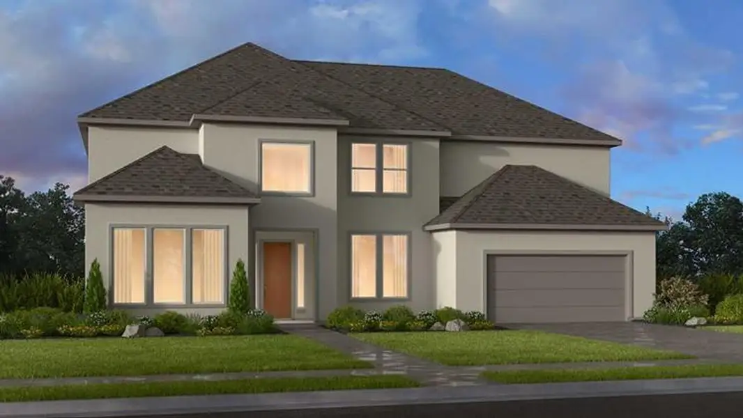Front exterior of a new home in Avalon at Cypress, Cypress, TX, highlighting curb appeal (Image 1). Front exterior of a new home in Avalon at Cypress, Cypress, TX, highlighting curb appeal (Image 1).