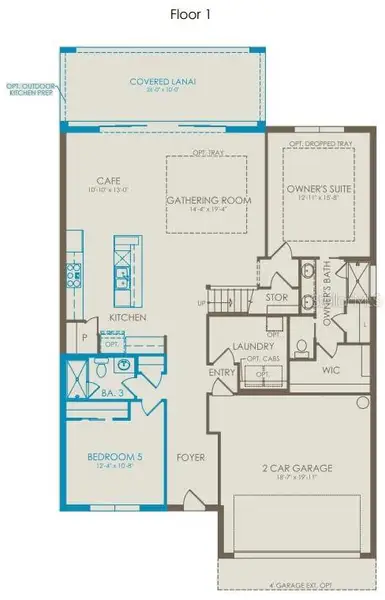 2D floor plan layout of this home in The Landings at Live Oak Lake, St. Cloud, FL (Image 4).
