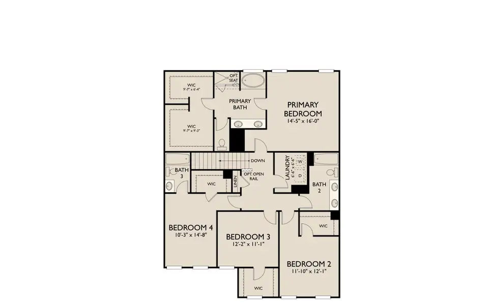2D floor plan layout for the Pembroke by Ashton Woods in Langston Reserve, Cartersville, GA (Image 4).