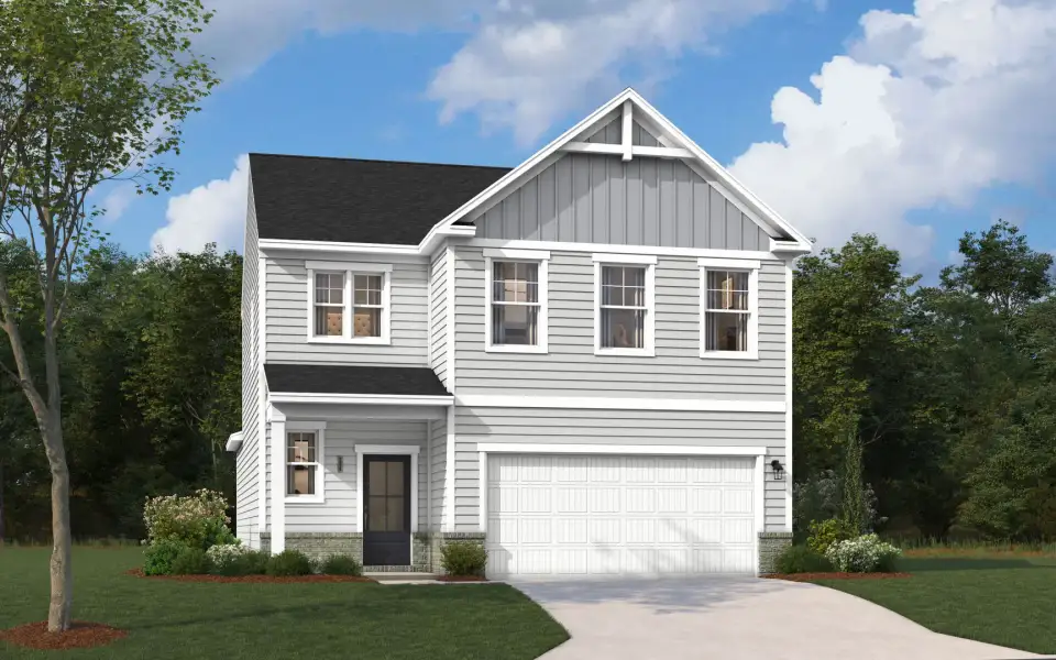 Representative exterior photo of a completed home built from the The Rainey by Stanley Martin Homes in Bell Meadows, Winnabow, NC (Image 28). Representative exterior photo of a completed home built from the The Rainey by Stanley Martin Homes in Bell Meadows, Winnabow, NC (Image 28).