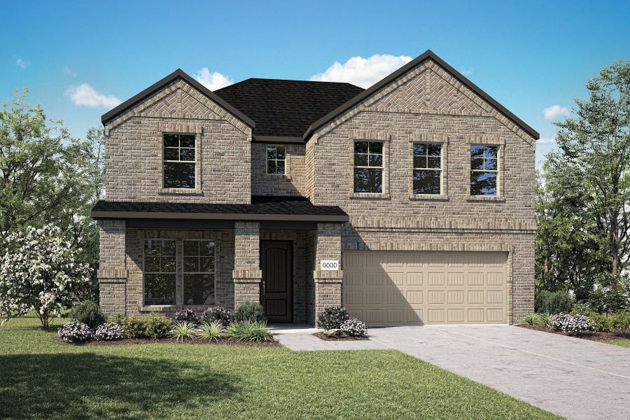 Representative exterior photo of a completed home built from the Emery by Tri Pointe Homes in The Meadows, Denton, TX (Image 18). Representative exterior photo of a completed home built from the Emery by Tri Pointe Homes in The Meadows, Denton, TX (Image 18).