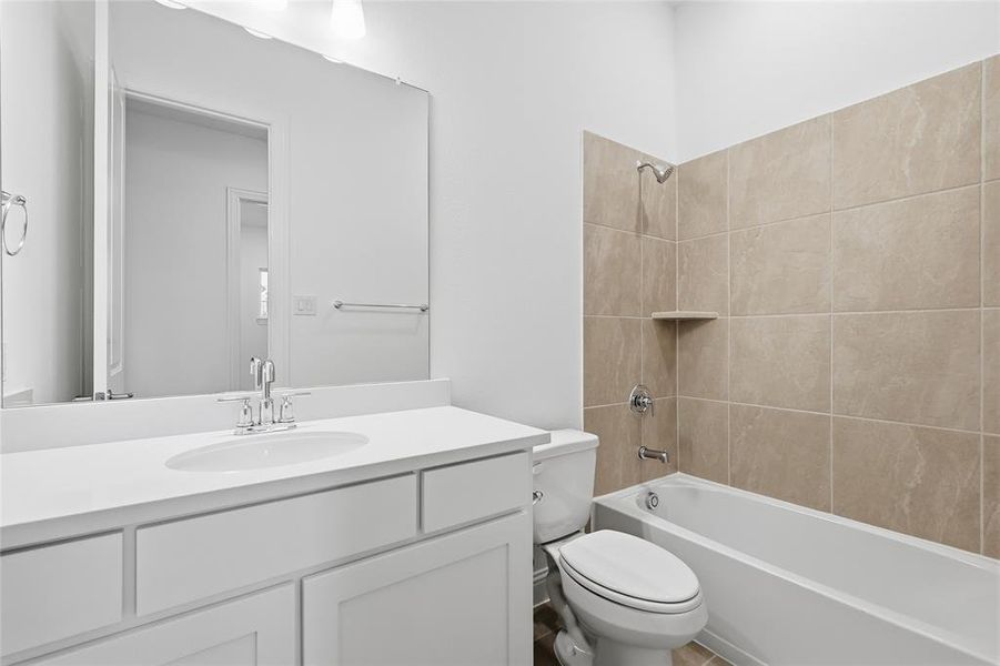 Full bath with shower / washtub combination and vanity Full bath with shower / washtub combination and vanity