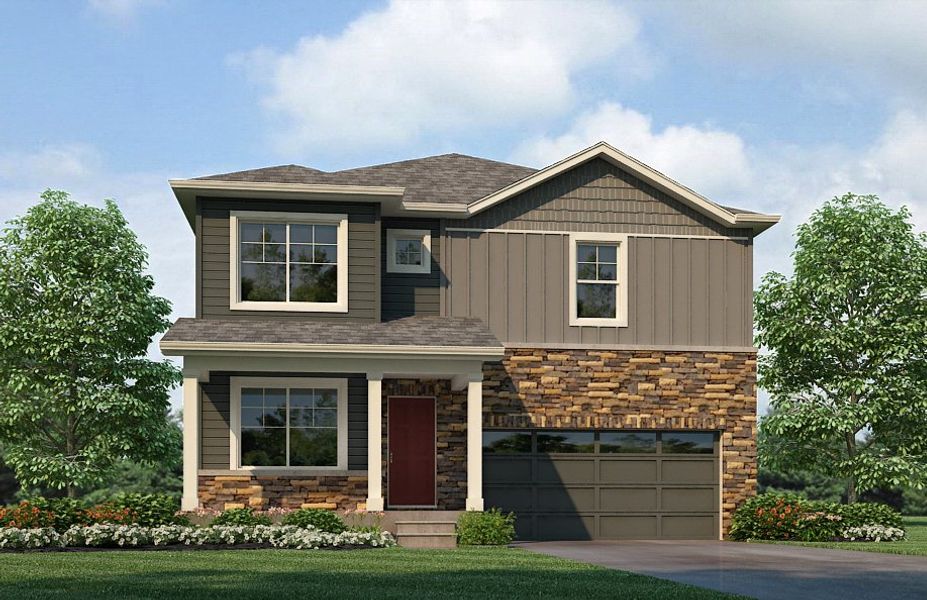 Representative exterior photo of a completed home built from the Holcombe by D.R. Horton in Timberleaf, Thornton, CO (Image 2).