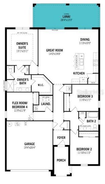 2D floor plan layout of this home in Wellen Park, Venice, FL (Image 5).