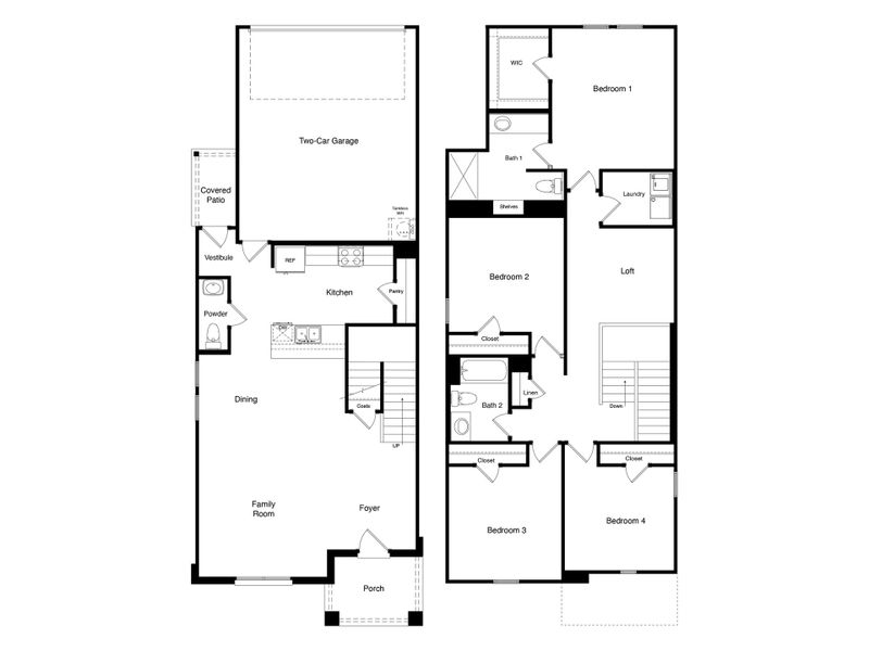 2D floor plan layout for the WALNUT by D.R. Horton in Orchard Village, Fort Worth, TX (Image 3). 2D floor plan layout for the WALNUT by D.R. Horton in Orchard Village, Fort Worth, TX (Image 3).