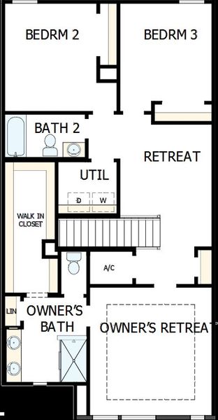 2D floor plan layout of this home in Kettering at eTown - Traditional Collection, Jacksonville, FL (Image 3).