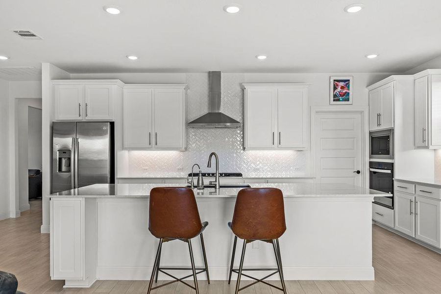 Under counter lighting and reverse osmosis drinking water at the sink are additional upgrades.