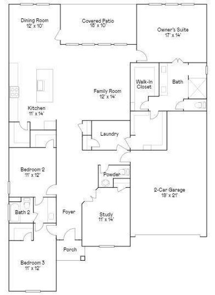 2D floor plan layout of this home in Jordan Ranch: Vista Collection, Fulshear, TX (Image 5).