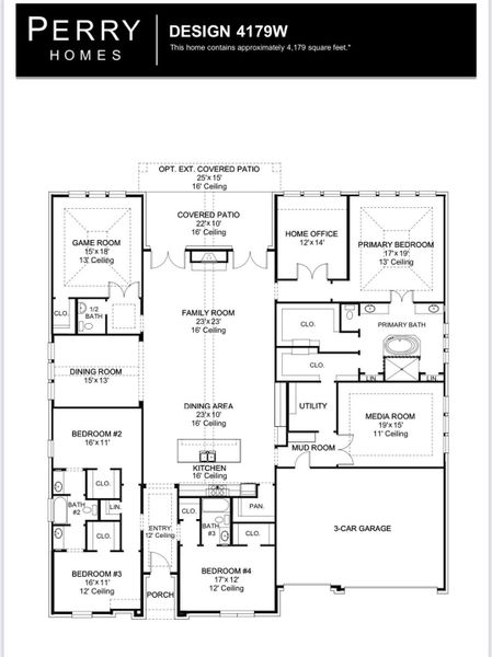 Floor plan of Perry-built home - 4,157 sq ft