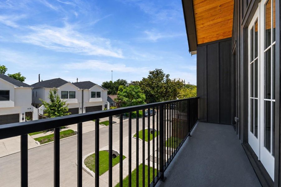 Large balcony for the primary bedroom.