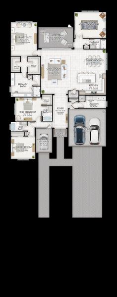 2D floor plan layout for the Bianca II by GL Homes in Valencia Vista at Riverland, Port St. Lucie, FL (Image 3).
