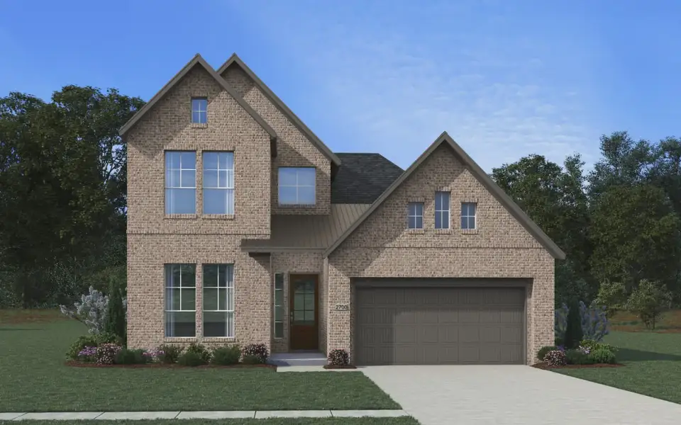Front exterior of a new home in Meridiana 50's and 60's, Manvel, TX, highlighting curb appeal (Image 20).