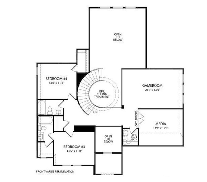 2D floor plan layout of this home in Trinity Falls 60, McKinney, TX (Image 5). 2D floor plan layout of this home in Trinity Falls 60, McKinney, TX (Image 5).