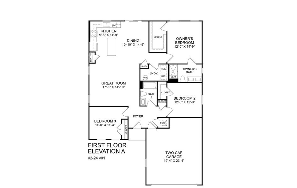 2D floor plan layout for the Grand Cayman by Ryan Homes in Cameron Ridge Ranches, Columbia, SC (Image 2).