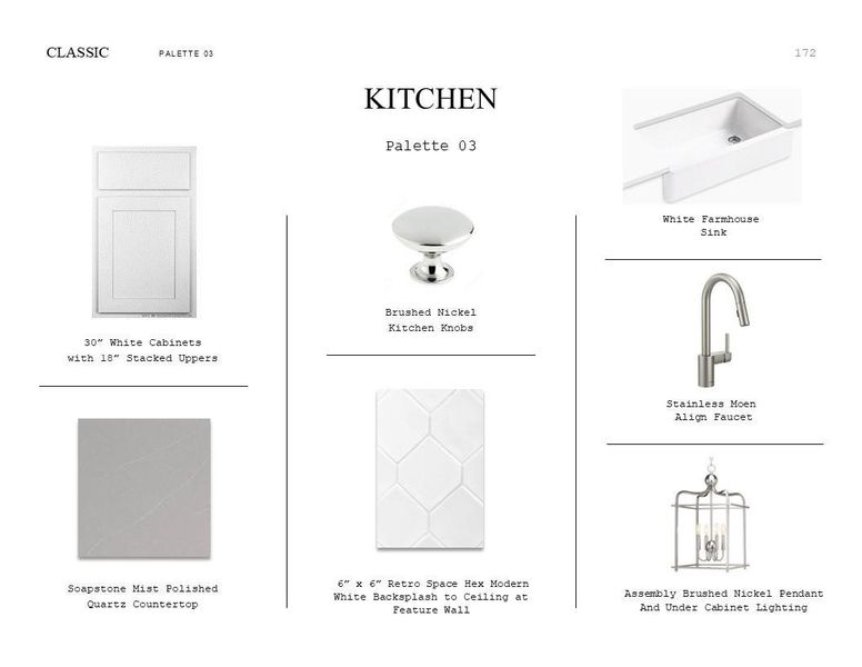 Classic Look Palette 3: Kitchen Selection Sheet (*Artist rendering used for illustration purposes only.) Classic Look Palette 3: Kitchen Selection Sheet (*Artist rendering used for illustration purposes only.)