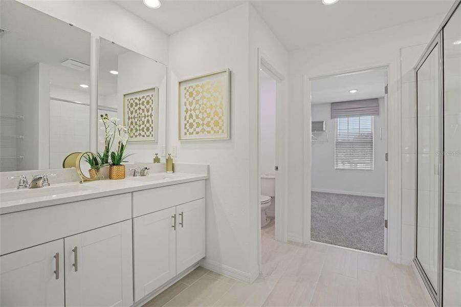 Furnished interior view inside a new home in Fox Pointe at Rivers Edge, Leesburg (Image 43).