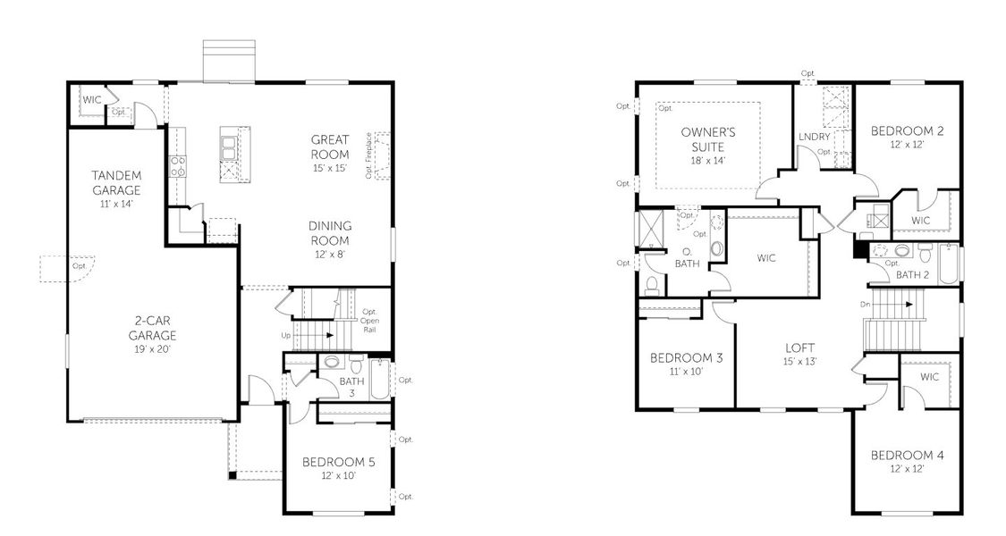 2D floor plan layout for the Denali - Single Family Homes by Dream Finders Homes in Muegge Farms, Bennett, CO (Image 5).