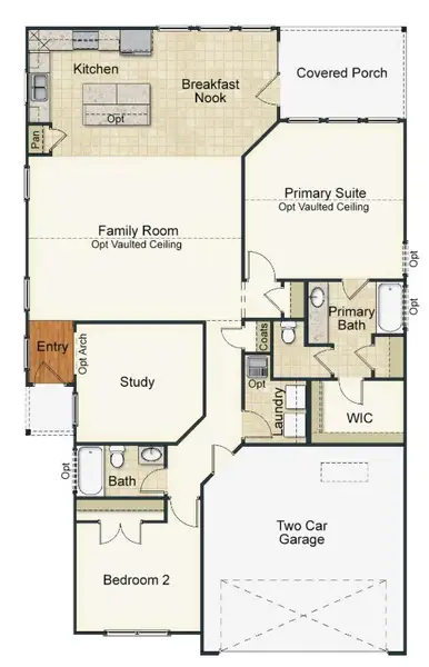 2D floor plan layout for the Freeport by Keystone Homes NC in Sullivans Reserve, Walkertown, NC (Image 5).