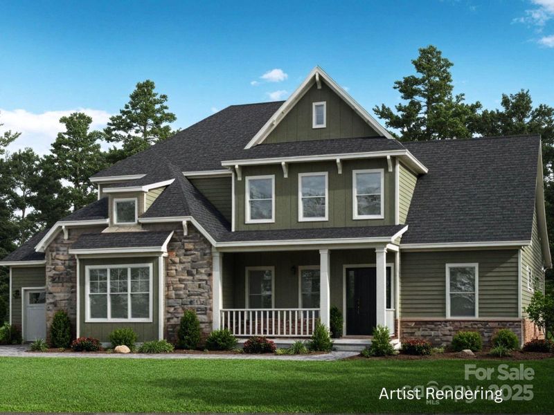 Front exterior of a new home in Shepherds Trace, Clover, SC, highlighting curb appeal (Image 1).