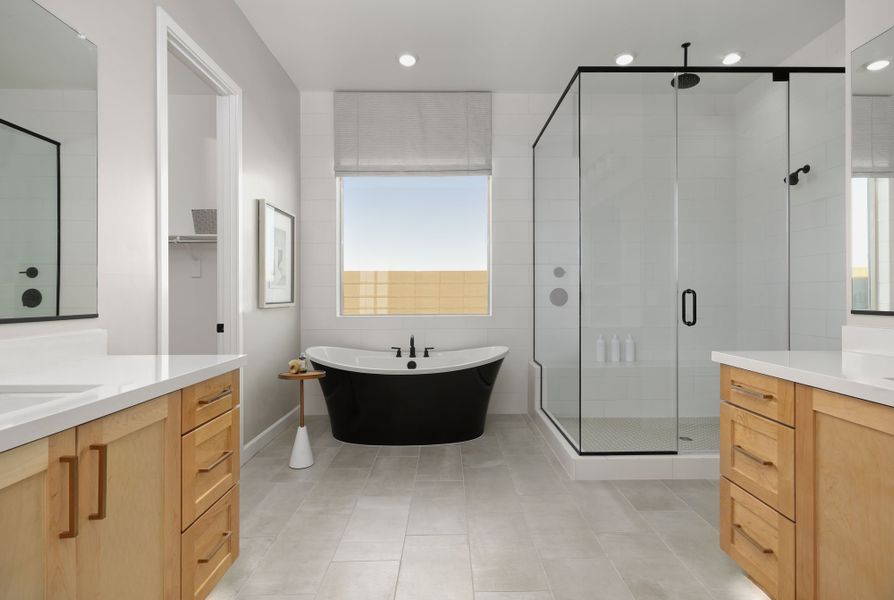 Primary bath. Finishes and options may vary by community.