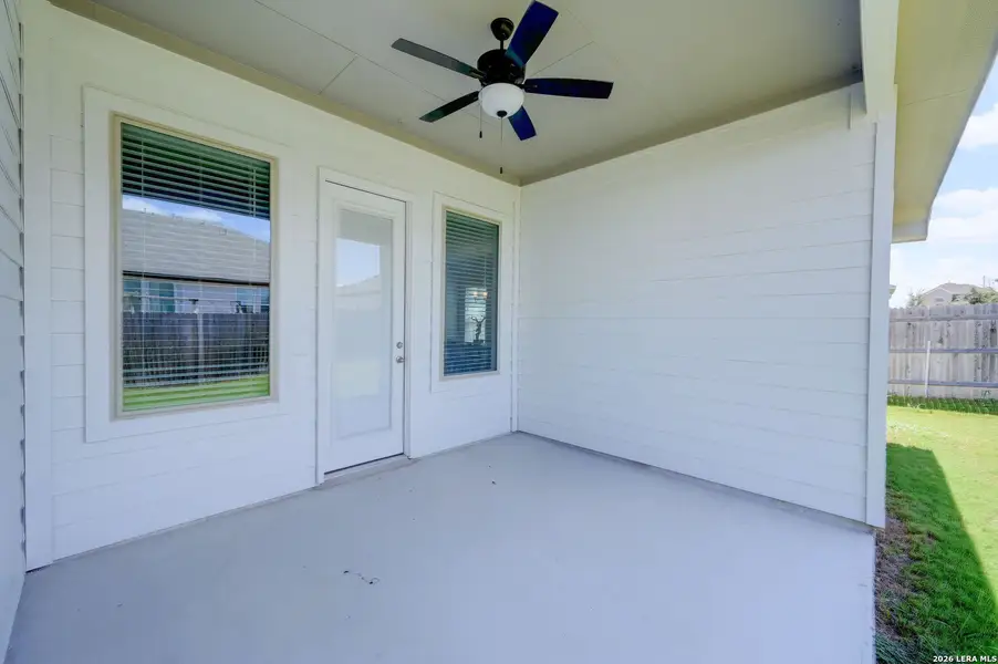 Exterior details and patio area of a home in The Parklands, Schertz (Image 28).