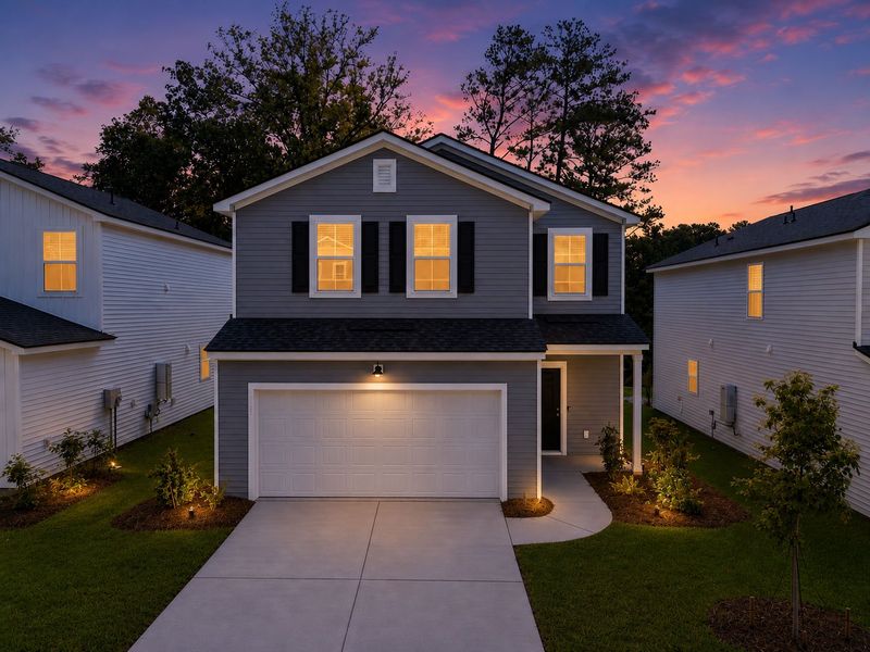 Front exterior of a new home in Grand Arbor, Blythewood, SC, highlighting curb appeal (Image 22).