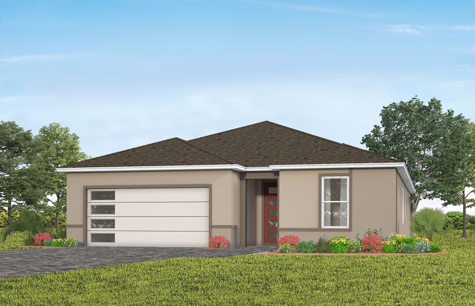 Representative exterior photo of a completed home built from the Prosperity by Del Webb in Del Webb Lakehaven, Clermont, FL (Image 16). Representative exterior photo of a completed home built from the Prosperity by Del Webb in Del Webb Lakehaven, Clermont, FL (Image 16).