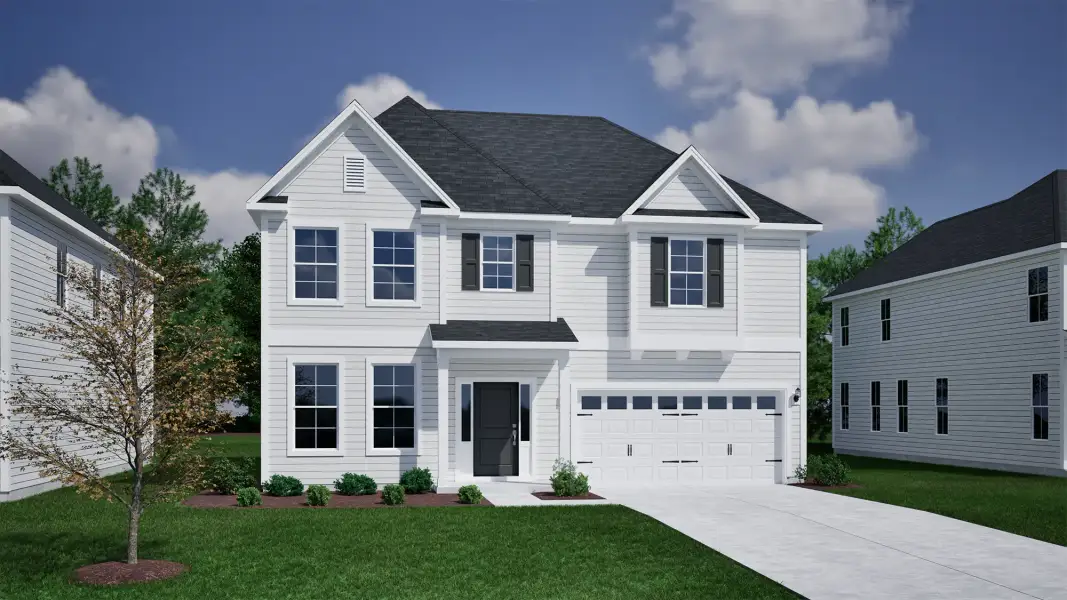 Front exterior of a new home in East Wynd, Hampstead, NC, highlighting curb appeal (Image 1). Front exterior of a new home in East Wynd, Hampstead, NC, highlighting curb appeal (Image 1).