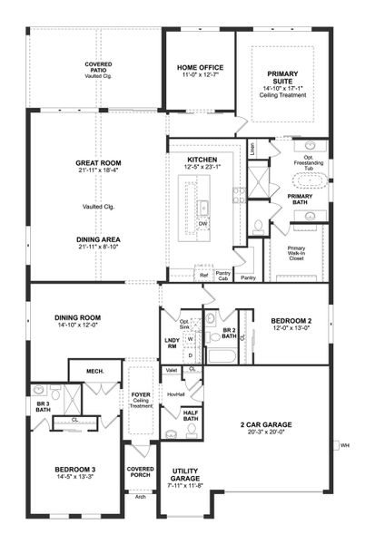 2D floor plan layout for the Franklin by K. Hovnanian® Homes in K. Hovnanian's® Four Seasons at Wylder, Port St. Lucie, FL (Image 1).