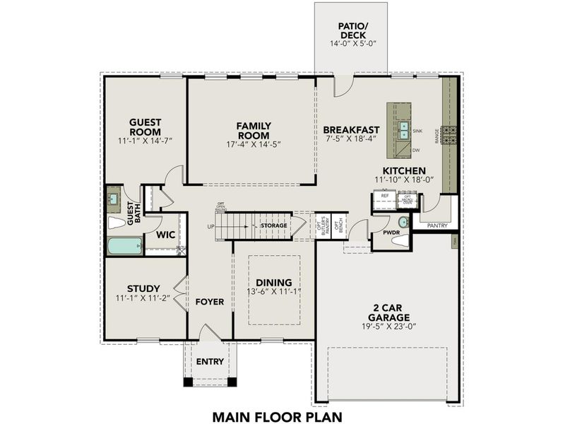2D floor plan layout for the The Danbury I by Davidson Homes LLC in The Reserve at Potranco Oaks, Castroville, TX (Image 3).