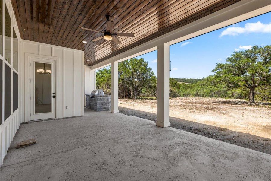 View of patio featuring ceiling fan View of patio featuring ceiling fan