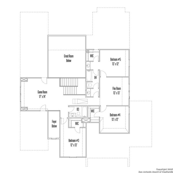 2D floor plan layout of this home in Kinder Ranch 70's, San Antonio, TX (Image 5).