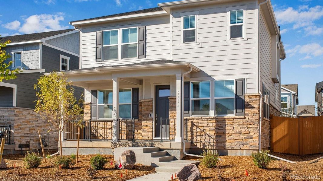 Exterior details and patio area of a home in Sky Ranch, Watkins (Image 3). Exterior details and patio area of a home in Sky Ranch, Watkins (Image 3).