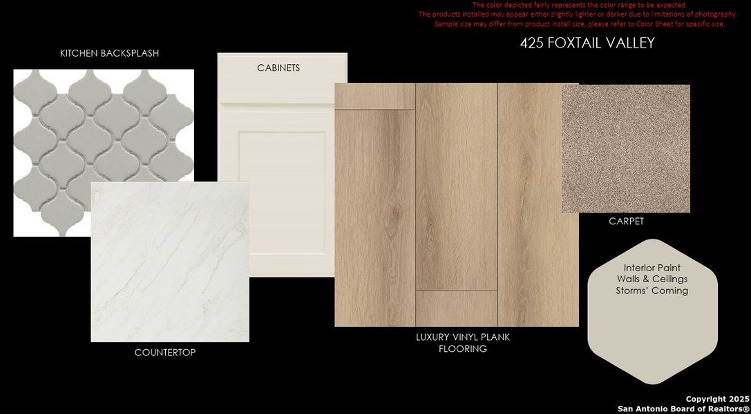 Sample of building materials used in homes in Foxbrook, Cibolo (Image 4).