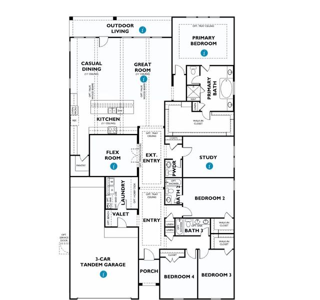 2D floor plan layout for the 5042 by Shea Homes in The Grand Prairie 60', Hockley, TX (Image 3).