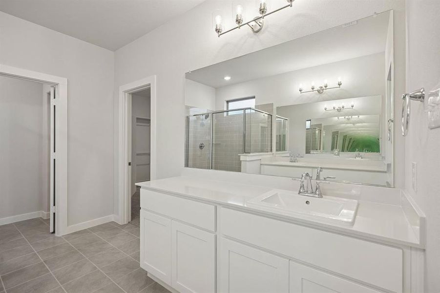 Primary Bathroom in the Wimbledon home plan by Trophy Signature Homes – REPRESENTATIVE PHOTO