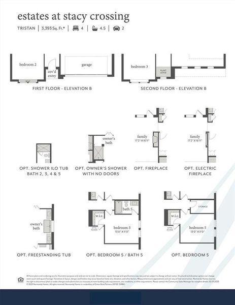 This dream home features elevation A, shower ILO tub for bath 2, freestanding tub in owner's bath and so much more!