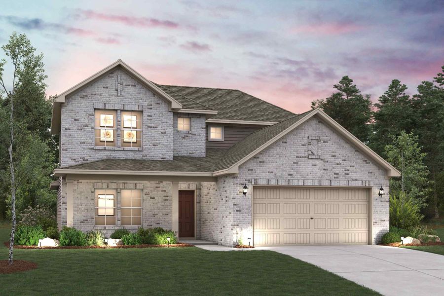 Front exterior of a new home in Hickory Hill, Sherman, TX, highlighting curb appeal (Image 1). Front exterior of a new home in Hickory Hill, Sherman, TX, highlighting curb appeal (Image 1).