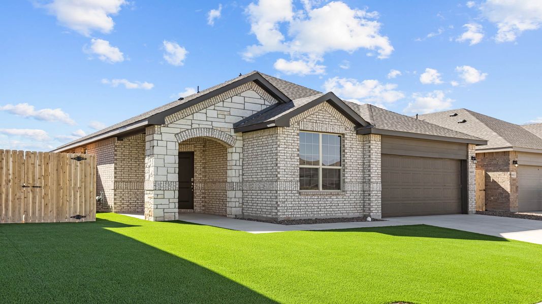 Representative exterior details of a home built from the Jaxson by D.R. Horton in Legacy South, Midland (Image 4).