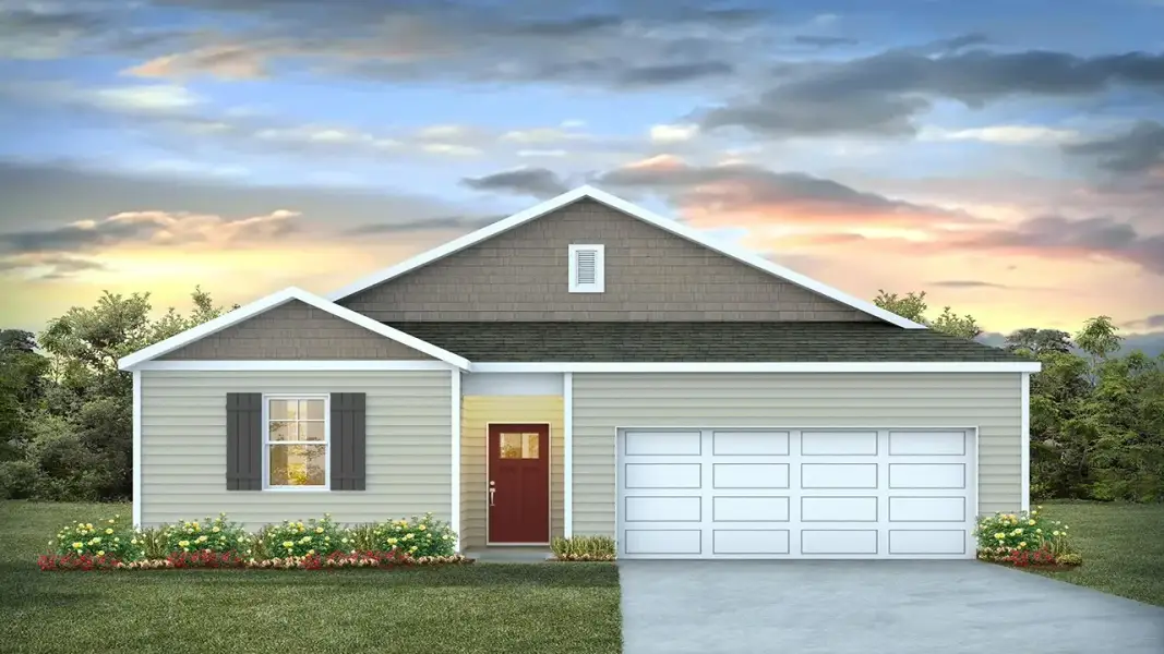 Representative exterior photo of a completed home built from the Kerry by D.R. Horton in Maple Grove, Conway, SC (Image 2). Representative exterior photo of a completed home built from the Kerry by D.R. Horton in Maple Grove, Conway, SC (Image 2).