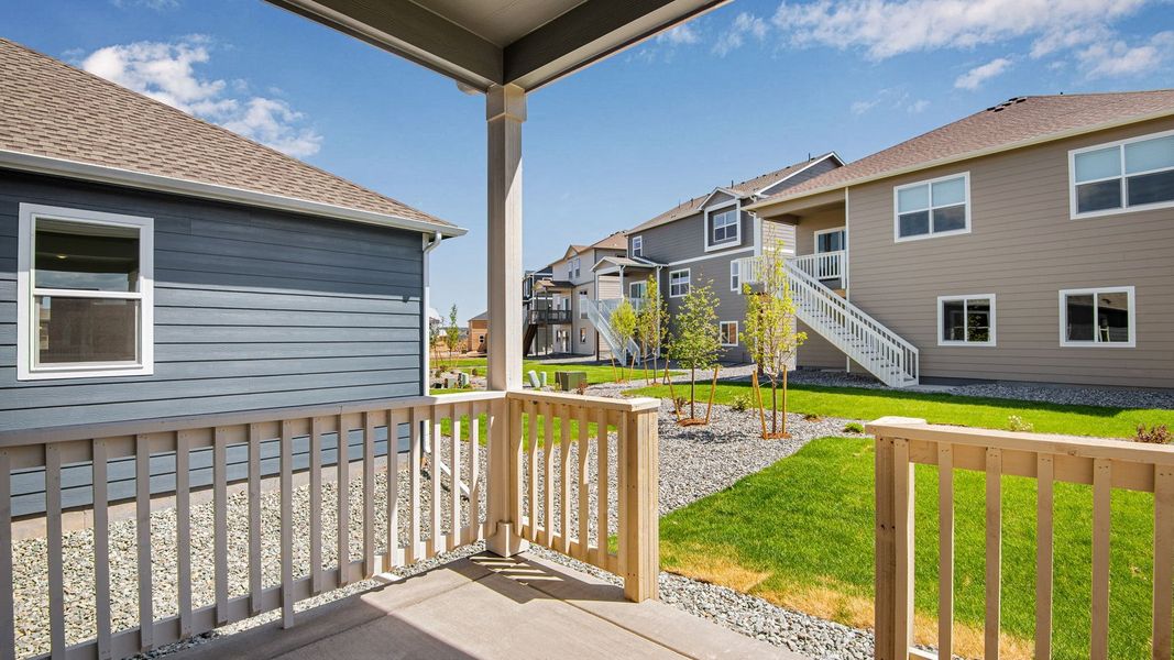 Exterior details and patio area of a home in Trails at Crowfoot, Parker (Image 25).