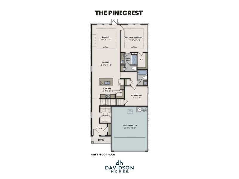 2D floor plan layout for the The Pinecrest H by Davidson Homes LLC in Greene Farm, Cartersville, GA (Image 3).