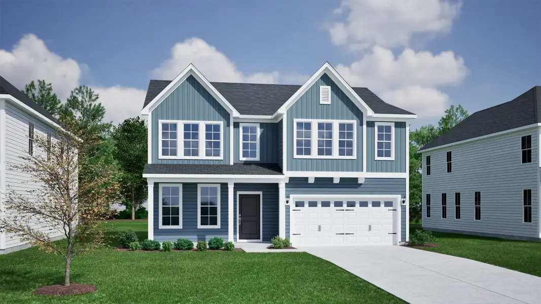 Representative exterior photo of a completed home built from the Cooper - Vanguard Collection by Mungo Homes in Scotts Hill Village, Wilmington, NC (Image 16).