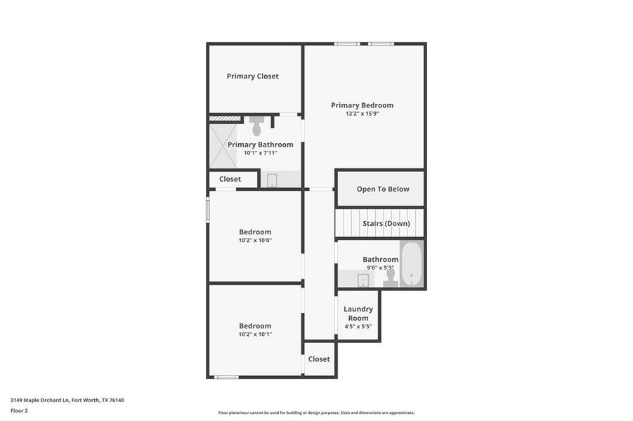 2D floor plan layout of this home in Orchard Village, Fort Worth, TX (Image 6).