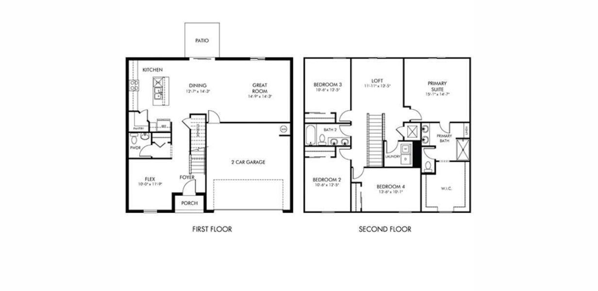 2D floor plan layout of this home in Meritage Homes at Terra Lago - Classic Series, Indiantown, FL (Image 2).